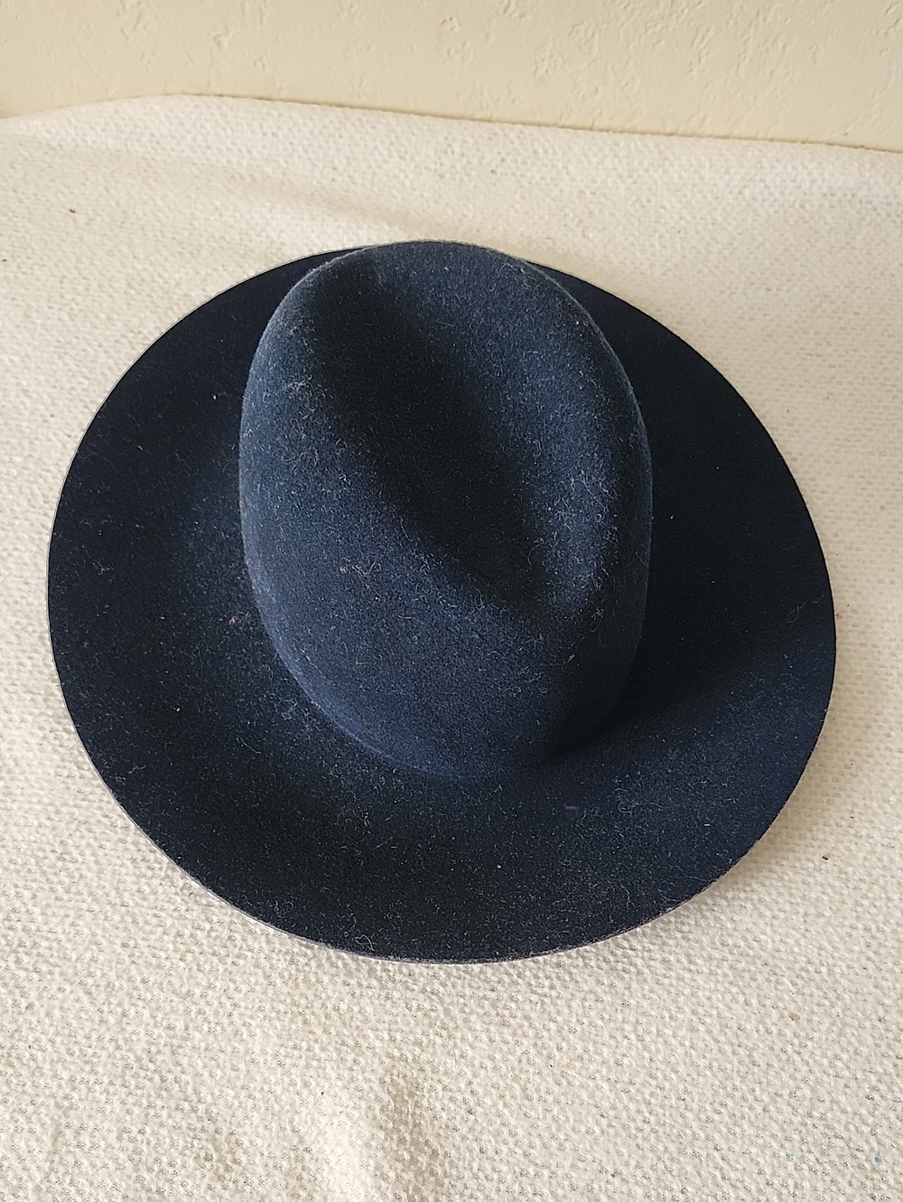 Janessa Leoné Navy Blue 100% Wool Fedora Hat Sz M Quiet Luxury Designer Hat